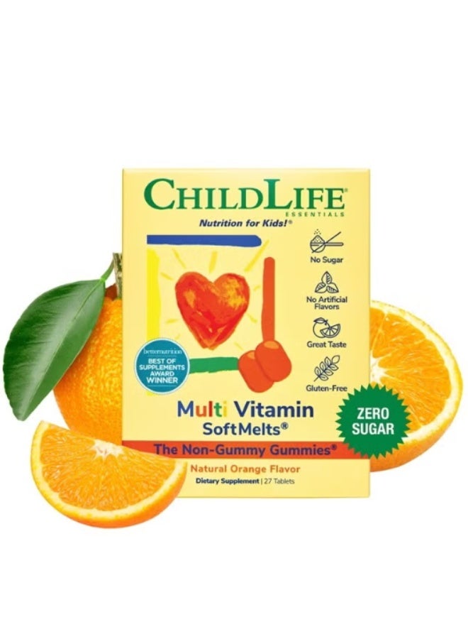 CHILDLIFE ESSENTIALS Multi Vitamin SoftChews - for Infants, Babies, Kids, Toddlers, Children, and Teenagers - Natural Orange Flavor - 27 Tablets - Image 1